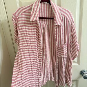 Jane and Delancey Pink and Cream Striped Shirt